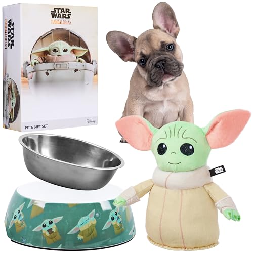 Disney Stitch Hundespielzeug und Futternapf Set - Geschenke für Hunde (Grün Baby Yoda) von Disney