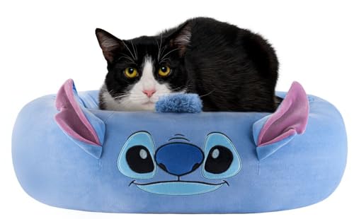 Disney Stitch Haustierbett, Nackenrolle mit Charakter-Design und maschinenwaschbarem, herausnehmbarem Einsatz, Größe S von Disney