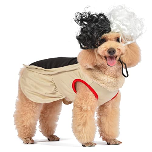 Disney for Pets Halloween Disney Bösewichte Cruella Kostüm – Größe L – Disney-Bösewichte Halloween-Kostüme für Hunde, offiziell Lizenziertes Disney-Hunde-Halloween-Kostüm, Beige (FF22929) von Disney