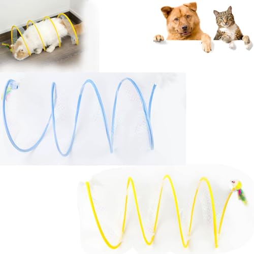 Selbstspielendes Katzenjagd-Spiraltunnelspielzeug, Spiraltunnel-Katzenspielzeug, Katzentunnelspielzeug for Hauskatzen, Dekompressions-Interaktives Katzenfederspielzeug mit Katze (Color : 2pcs c) von Distrainar