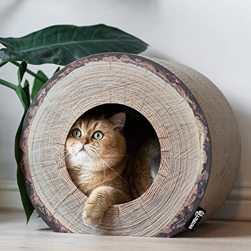 District 70 Katzen Kratzbaum TRUNK, Kratzspielzeug für Erwachsene Katzen, Tragbar, 40x40x60 cm, Braun von District 70