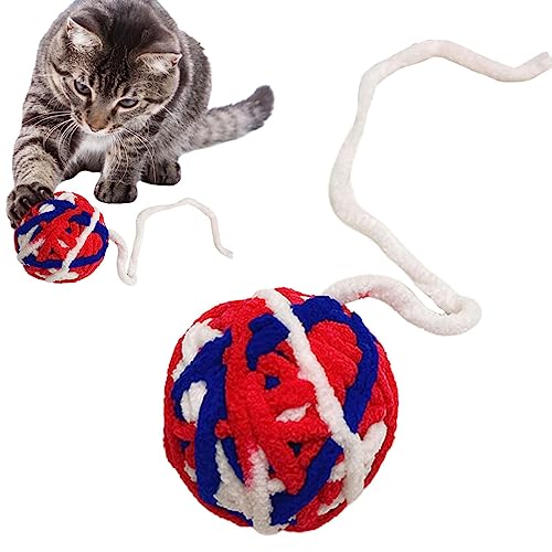 Ditanpu Katzenspielzeugbälle aus Wollgarn | Katzenspielzeugbälle aus Wollgarn mit Glöckchen,Katzenspielzeugball, Flauschige Katzenbälle, interaktives Katzenspielzeug für Hauskatzen und Kätzchen von Ditanpu