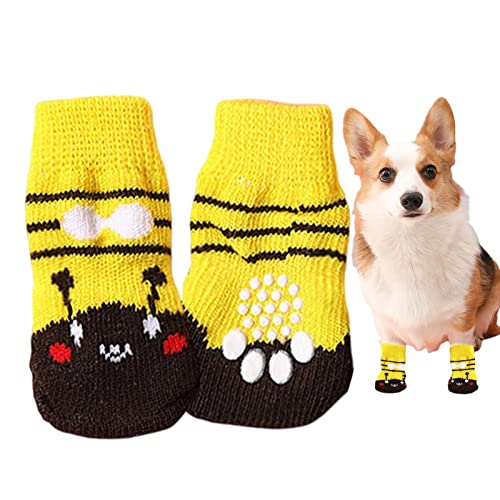 Ditanpu Tiersocken - Doppelseitige Anti-Rutsch-Socken mit verstellbaren Trägern,Pfotenschutz für kleine, mittelgroße Hunde, Heimtierbedarf für Hartholzböden im Innenbereich von Ditanpu