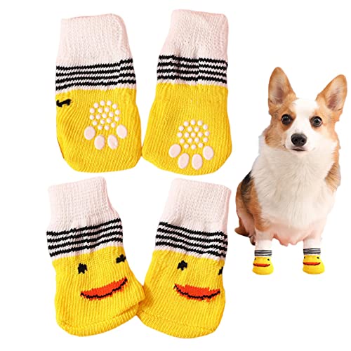 Ditanpu Tiersocken | Hundeschuhe für Hartholzböden mit Traktionskontrolle | Pfotenschutz für Welpen, kleine, mittelgroße Hunde, Haustierzubehör von Ditanpu