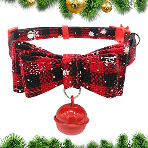 Ditanpu Weihnachten Haustierhalsband,Niedliche Weihnachts-Schneeflocken-Hundehalsbänder | Weihnachts-Schneeflocken-Hundehalsbänder für Haustiere mit Fliege und Glöckchen für kleine, mittelgroße von Ditanpu