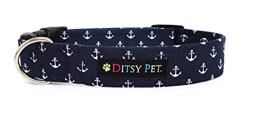 Ditsy Pet. Navy Anchor Hundehalsband, Größe L von Ditsy Pet.