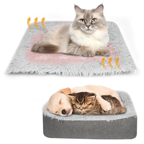 Dittybuy Selbstwärmendes Katzenbett für kleine Haustiere, waschbar, weiche Plüsch-Katzendecken, Kissen, umwandelbare Katzenbettmatte für Indoor-Katzen und Hunde von Dittybuy