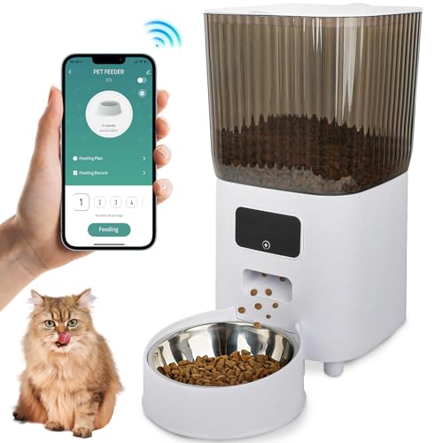 Futterautomat Katze 5L - Katzenfutter Automat WiFi Intelligenter Katzenfutter Automat, Futterspender für Katzen/Hunde, mit Edelstahlnapf für Kleine und Mittlere Haustiere von Dittybuy