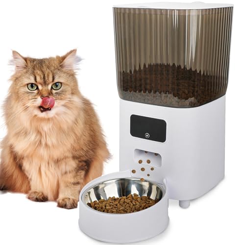 Futterautomat Katze 5L - Katzenfutter Automat WiFi Intelligenter Katzenfutter Automat, Futterspender für Katzen/Hunde, mit Edelstahlnapf für Kleine und Mittlere Haustiere von Dittybuy