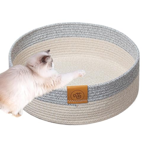 Diuyzoc Katzenkorb Bett, Haustier-Baumwoll-Schlaf-Kratznest, Indoor-Kratzbrett-Matte, weiches Baumwollseil-Design, bequem, 40 cm, ideal zum Schlafen und Kratzen von Diuyzoc