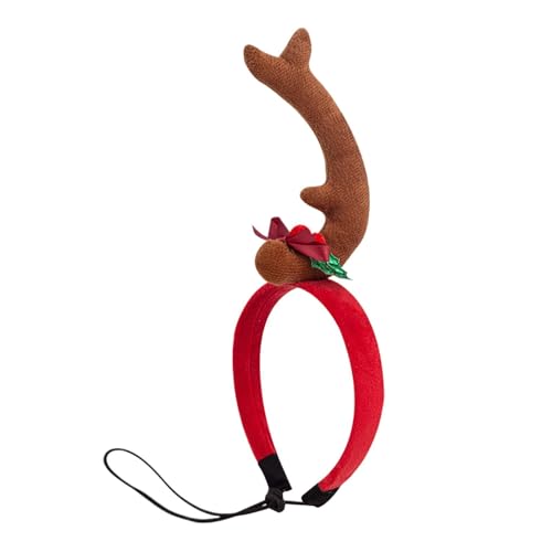 Geweih-Hunde-Stirnband für Weihnachten, Hundegeweih, Weihnachtskostüm, Hirschhorn-Geweih-Stirnband, bequeme Passform, einfache Anpassung, 28 cm, Gelb/Braun, für Hunde und Welpen von Diuyzoc