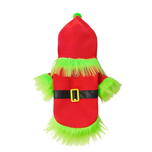 Hunde-Weihnachtskostüm, Cartoon-Hunde-Santa-Kostüm, Weihnachts-Hunde-Outfit, Polyester, bequem, M/L/XL/2XL, perfekt für Urlaubs-Haustier-Cosplay von Diuyzoc