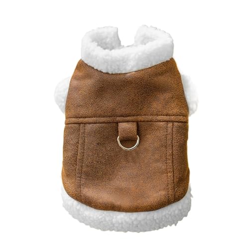 Hunde-Winterkleidung, Hundepullover und -mantel, Haustier-Wintermantel, bequem und warm, mit Loch für Traktionsseil, XS/S/M/L, Braun für Winter, Weihnachten und Kälteschutz von Diuyzoc