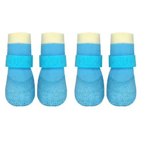 Hundesocken, Haustierpfoten-Schuhschutz, Hundeschuhe Mit 4-facher Rutschfester Sohle, Wasserdicht, Verstellbarer Riemen, Rosa/blau, Für Outdoor-Aktivitäten, Jagen, Laufen Und Mehr von Diuyzoc