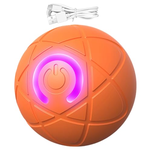 Hundespielzeug mit Rollball, interaktives USB-Hundespielzeug, interaktives LED-Hundespielzeug, wiederaufladbar, bequem zu bedienen, Blau/Orange, für Spaß drinnen und draußen von Diuyzoc