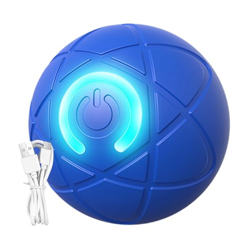 Hundespielzeug mit Rollball, interaktives USB-Hundespielzeug, interaktives LED-Hundespielzeug, wiederaufladbar, bequem zu bedienen, Blau/Orange, für Spaß drinnen und draußen von Diuyzoc