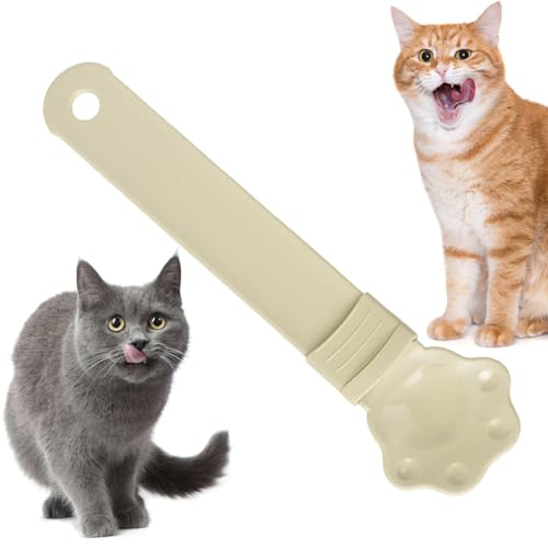 Pet Feeding Spoon - Cat Paw Shape Cat Snack Scoop Pet Feeder Squeeze Spoon - Squeeze Spoon with Long Handle Cat Food Dispenser Lickable Pet Cat Dog Feeding Spoon von Diuyzoc