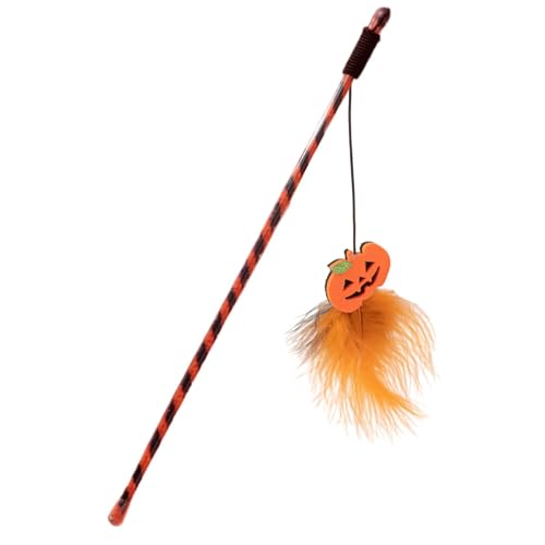 Pumpkin Cat Teasing Toy | Kitten Feathered Playing Stick | Cat Training Stick | Indoor Cat Teasing Toy | Feathered Cat Toy for Kitten | Not Easy to Break Comfortable Playtime for Daily Play von Diuyzoc