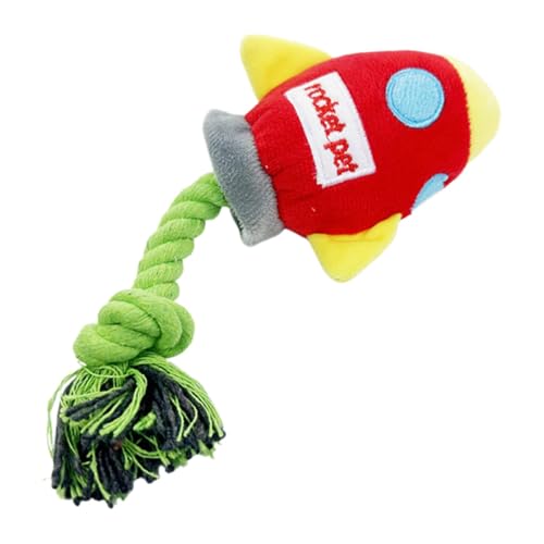 Rocket Shaped Squeaky Dog Toy | Puppy Rope Toy with Squeaker | Chew Resistant Rope Toy | Small Breed Dog Rope Toy | Squeaky Interactive Dog Toy | Fun Design for Your Furry Friend von Diuyzoc