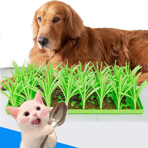 Silicone Grass Mat for Cats, Grass Food Mat Silicone 3D, Green Grass Silicone Slow Food Mat, Cat Grass Mat for Indoor Cats Silicone, Silicone Grass Snuffle Mat for Cats (1pcs) von Diveck