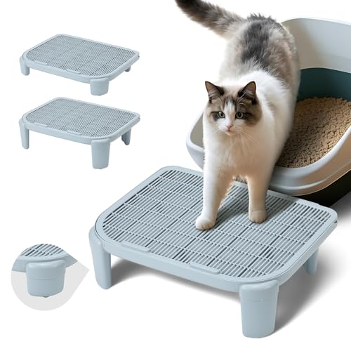 Diveken Katzentoilette Step, Verstellbare Katzentoilettenrampe Katzenrampe für Katzentoilette, Doppelschicht Katzentoilette für Katzentoilette mit Filterfunktion, Katzentoilettenrampe für Kleine & von Diveken