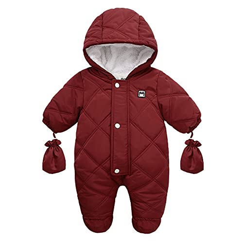 Divinus Toddler Baby Mädchen Boys Zip Down Jacket Romper with Gloves Winter Snowsuit Coat Jumpsuit Outfits von Divinus