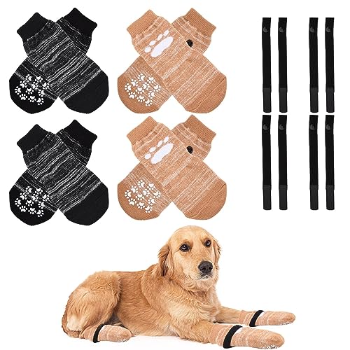 4 Paar Hundesocken Anti Rutsch, Hundesocken, Antirutschsocken Hund, Indoor Anti Rutsch Socken,Traktion Kontrolle Socken, für den Innenbereich auf Hartholzböden(Farbverlauf Grau,Farbverlauf Rosa) von Divono