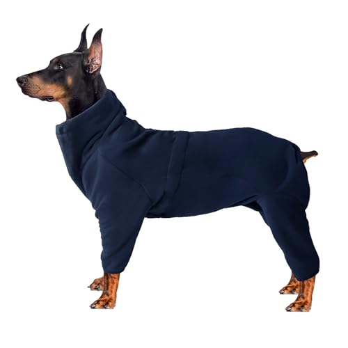 Winddichter Hunde-Wintermantel, Thermo-Fleece, Ganzkörper-Overall mit elastischen Bündchen, verstellbarer Hals, 4-Bein-Design für kleine, mittelgroße und große Hunde, kaltes Wetter, von Dixacyer