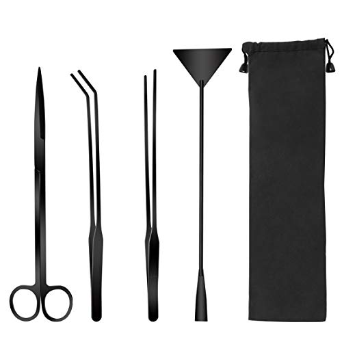 Diyfixlcd Quarium Aquascape Tools Kits, 4 in 1 Anti-Rost Aquatic Plant Aquascaping Tool Stainless Steel Black Tweezers Scissors Spatula for Aquarium Tank Clean Fish Tank Aquascape Tools Sets von Diyfixlcd