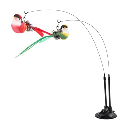 Djowyh Katzenangel,Interaktive Katzenangel mit Spielzeug | 2 In 1 Interaktiv Entfernbarer Federball Mit Zwei Simulierten Vogelgeräuschen Zum Agilitätstraining Und Gewichtsmanagement Djowyh Katzenangel,Interaktive Katzenangel mit Spielzeug | 2 In 1 Interaktiv Entfernbarer Federball Mit Zwei Simulierten Vogelgeräuschen Zum Agilitätstraining Und Gewichtsmanagement von Djowyh