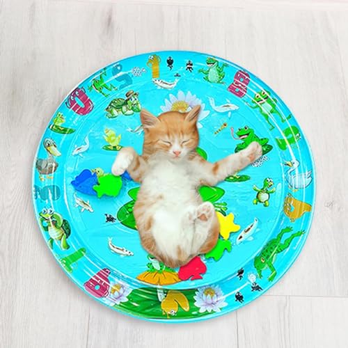 Djowyh Wassermatte Katze - Sensorische Wasserspielmatte Für Katzen, Sensory Water Playmat for Cats, Interaktives Katzenspielzeug, Verdickte Wasserspielmatte Feel Cool Komfort Für Haustier von Djowyh