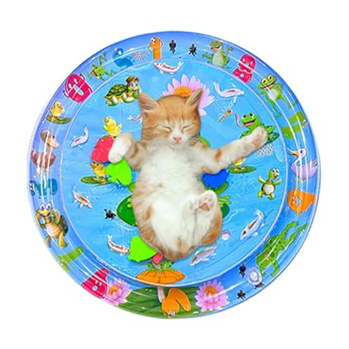 Djowyh Wassermatte Katze - Sensorische Wasserspielmatte Für Katzen, Sensory Water Playmat for Cats, Interaktives Katzenspielzeug, Verdickte Wasserspielmatte Feel Cool Komfort Für Haustier von Djowyh