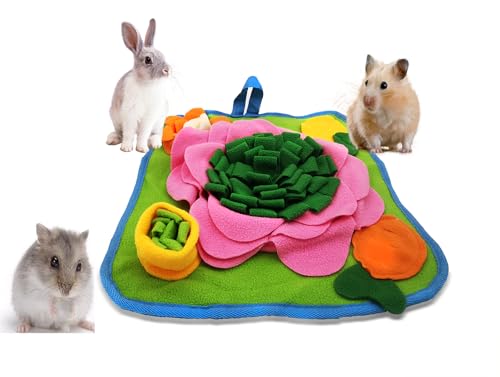 Kaninchen-Futtermatte, Hasen-Schnüffelmatte für Hamster, Puzzle, Spielzeug, Frettchen, interaktive Fütterungsmatte für Meerschweinchen, Igel, Chinchillas, Kleintiere, Stressabbau (Grün, Rosa) von Dliduy