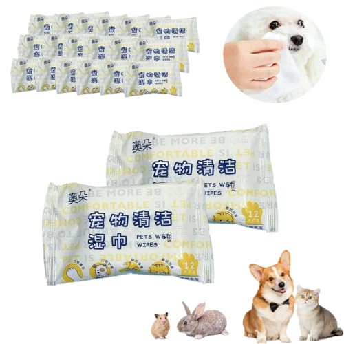 20 Stück tragbare Haustiertücher-Set, 12 Stück/Packung, Hundetücher für Pfoten und Po-Ohren, Augen, Haustierhaut, Haarflecken, Reinigungstücher für Hamster, Kaninchen, Katzen, Hunde, milde von Dlmlemu