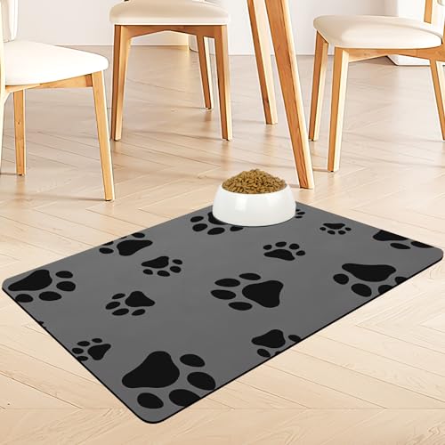 Napfunterlage Katzen Futternapf Unterlage 50x35cm,wasserdichte Unterlage Katzennapf Unterlage Hundenapf,Unterlage Katzennapf Fressnapf Matte, rutschfeste Haustierfütterungsmatte (Dunkelgrau) von Dmkohi