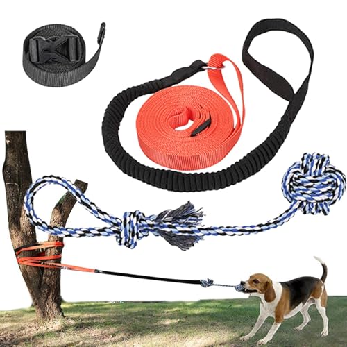 Dmuzsoih Dog Tug Of War Toy, Tether Tug Dog Rope Toy Dog Tug Toy With Ball, Dog Pull Toy, Outdoor Dog Toys, Dog Tree Tug Toy For Outdoor Sports, Tree Trunk, Relieve Langeweile von Dmuzsoih