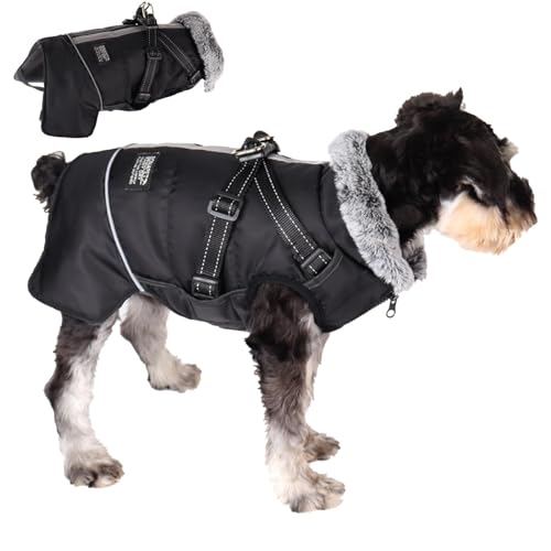 Dmuzsoih Hunde-Winterjacke, reflektierender Hunde-Fleece-Mantel, wasserdicht, winddicht, Hundekostüm, Haustierbekleidung, verstellbare Weihnachts-Hundeweste zum Skifahren, Spazierengehen von Dmuzsoih