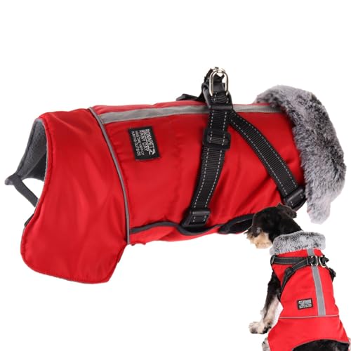 Dmuzsoih Hunde-Wintermantel, reflektierende Hunde-Fleeceweste, verstellbare Haustierbekleidung, wasserdicht, winddicht, Kostüm zum Wandern, Wandern, Camping, Skifahren von Dmuzsoih