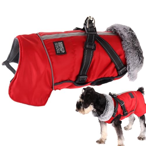 Dmuzsoih Hundemantel für kaltes Wetter, reflektierender Hunde-Fleece-Mantel, verstellbare Haustierbekleidung, wasserdicht, winddicht, Kostüm zum Wandern, Wandern, Camping, Skifahren von Dmuzsoih