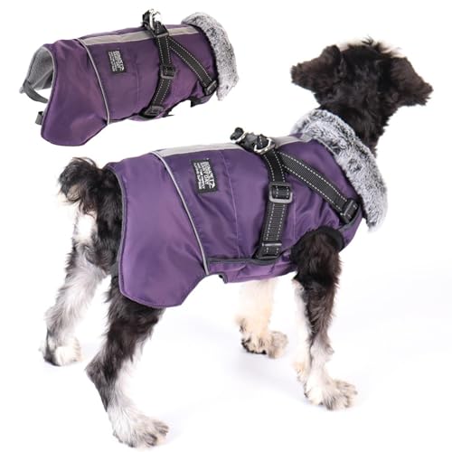 Dmuzsoih Warme Hundejacke, reflektierende Fleece-Hundekleidung, verstellbares Hundekostüm, wasserdicht, winddicht, Haustierbekleidung für und Winter von Dmuzsoih