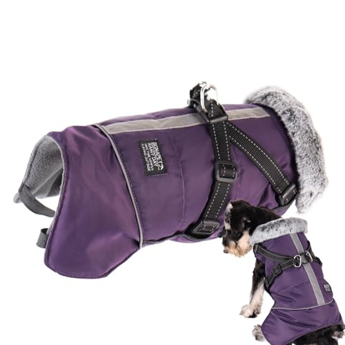 Dmuzsoih Warme Hundejacke – Reflektierender Fleece-Hunde-Schneeanzug – wasserdicht, winddicht, Hundekostüm, Haustierbekleidung, verstellbare Weihnachts-Hundeweste zum Skifahren, Spazierengehen von Dmuzsoih