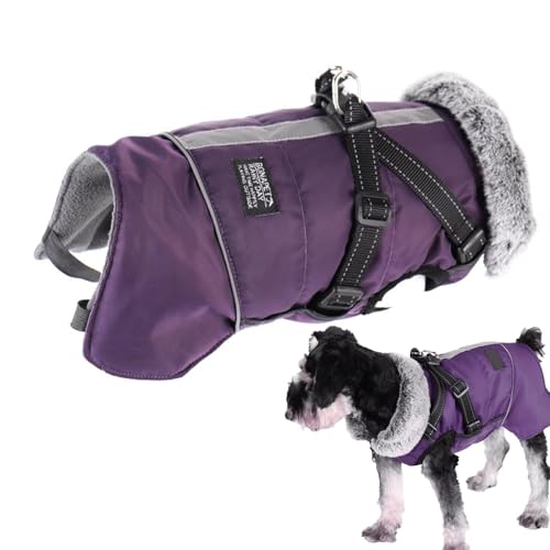 Dmuzsoih Warmer Hundemantel, reflektierende Fleece-Jacke, wasserdicht, winddicht, verstellbar, für drinnen und draußen von Dmuzsoih