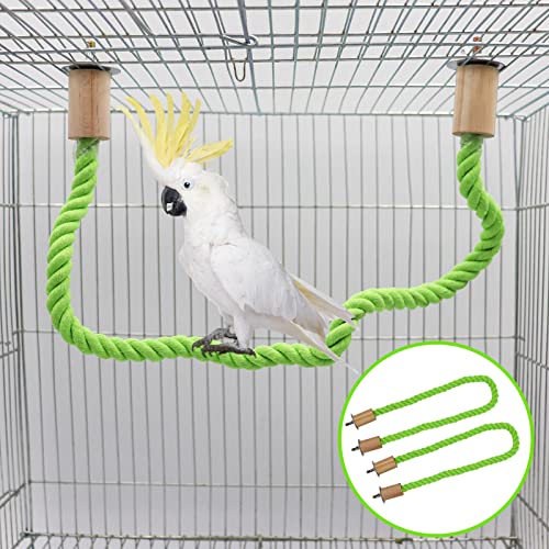 2 Stück Vogel-Hanfseil-Sitzstange, Vogelkäfig-Ständer-Zubehör, Pfotenschleifen, stehende Kletterstange für Papageien, Sittiche, Wellensittiche, Lovebirds (60 cm) von Dnoifne