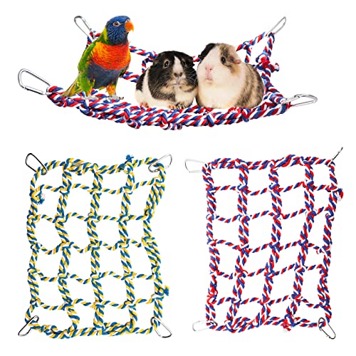 Buntes Haustier-Kletterseilnetz, Ratten-Hängematte, Vogelleiter, Seilbrücke, Kleintier-Seilnetz, Spielzeug, Käfig-Dekor-Zubehör für Ratten, Hamster, Vögel, Frettchen, 2 Stück von Dnoifne