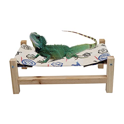 Cenyo Dnoifne Reptile Hammock Swing Hanging Bed, Wooden Lizard Bed, Reptile Summer Bed for Bearded Dragon Leopard Gecko Lizard von Dnoifne