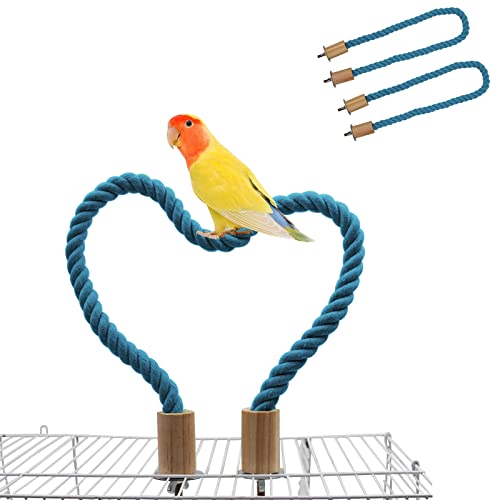 Vogelseil-Sitzstange und Schaukel, Vogelkäfig-Ständer, Stangenzubehör, Kletterspielzeug für Papagei, Sittich, Wellensittiche, Nymphensittiche, Nymphensittiche, Lovebird (60 cm), 2 Stück von Dnoifne