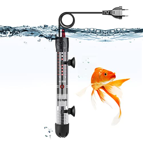 DoRight Tauchaquariumheizung 50W Temperatur Einstellbare Aquariumheizung mit Saugnäpfen, Eingebautes Thermometer, Externer Temperaturregler für Fischtanks, Verwendet für 20L-60L Aquarium von DoRight