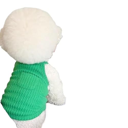 Dünne Sommer-Hundeweste, atmungsaktive Hundekleidung, niedliche, solide Welpenweste, modisches Katzen-T-Shirt, einfache Haustierkleidung, Bichon-Chihuahua-Weste (Farbe: Grün, Größe: S) von DoRysk