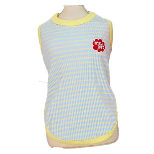 Gestreifte Katzen- und Hundeweste, Kleidung, Frühling, Sommer, Haustierkleidung, ärmellos, Tanktop für kleine Hunde (Blau, XXL) von DoRysk