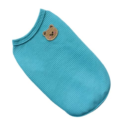 Haustierkleidung Frühling Sommer Katze Hund T-Shirt Atmungsaktive Waffelweste Welpe Kätzchen Haustierbedarf Chihuahua Französische Bulldogge Kleidung (Farbe: Blau, Größe: L) von DoRysk